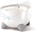 White pet water fountain shaped like a cat on a white background