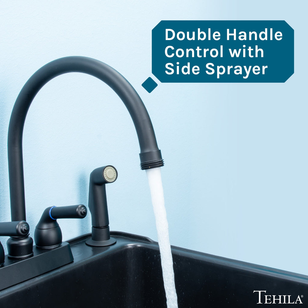 Gooseneck Faucet with Side Sprayer