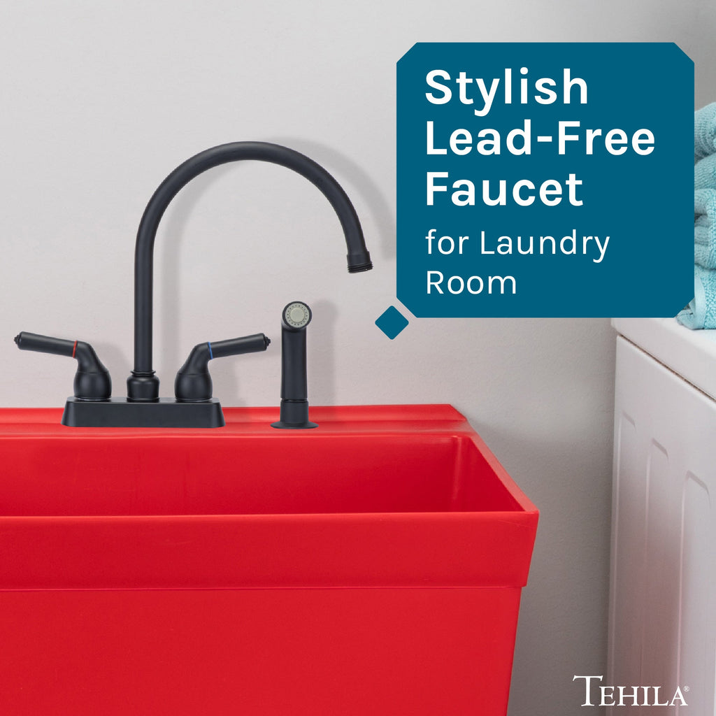 Gooseneck Faucet with Side Sprayer