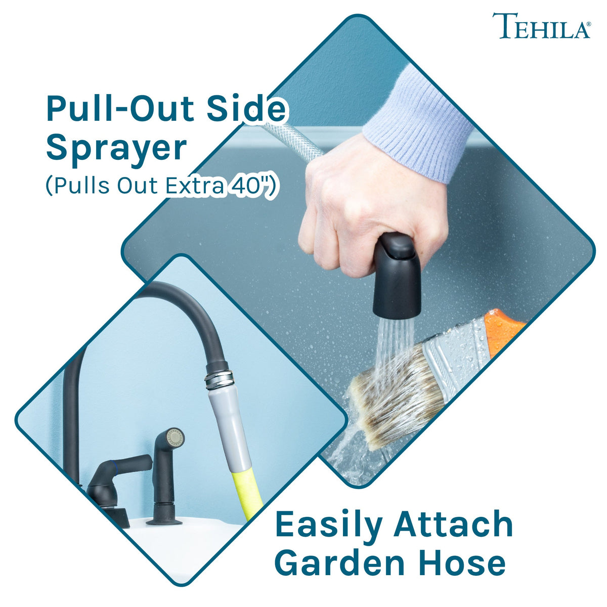 Gooseneck Faucet with Side Sprayer