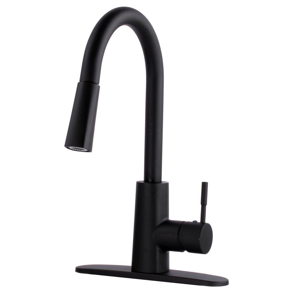 Tehila High-Arc Pull-Down Kitchen Faucet in Matte Black
