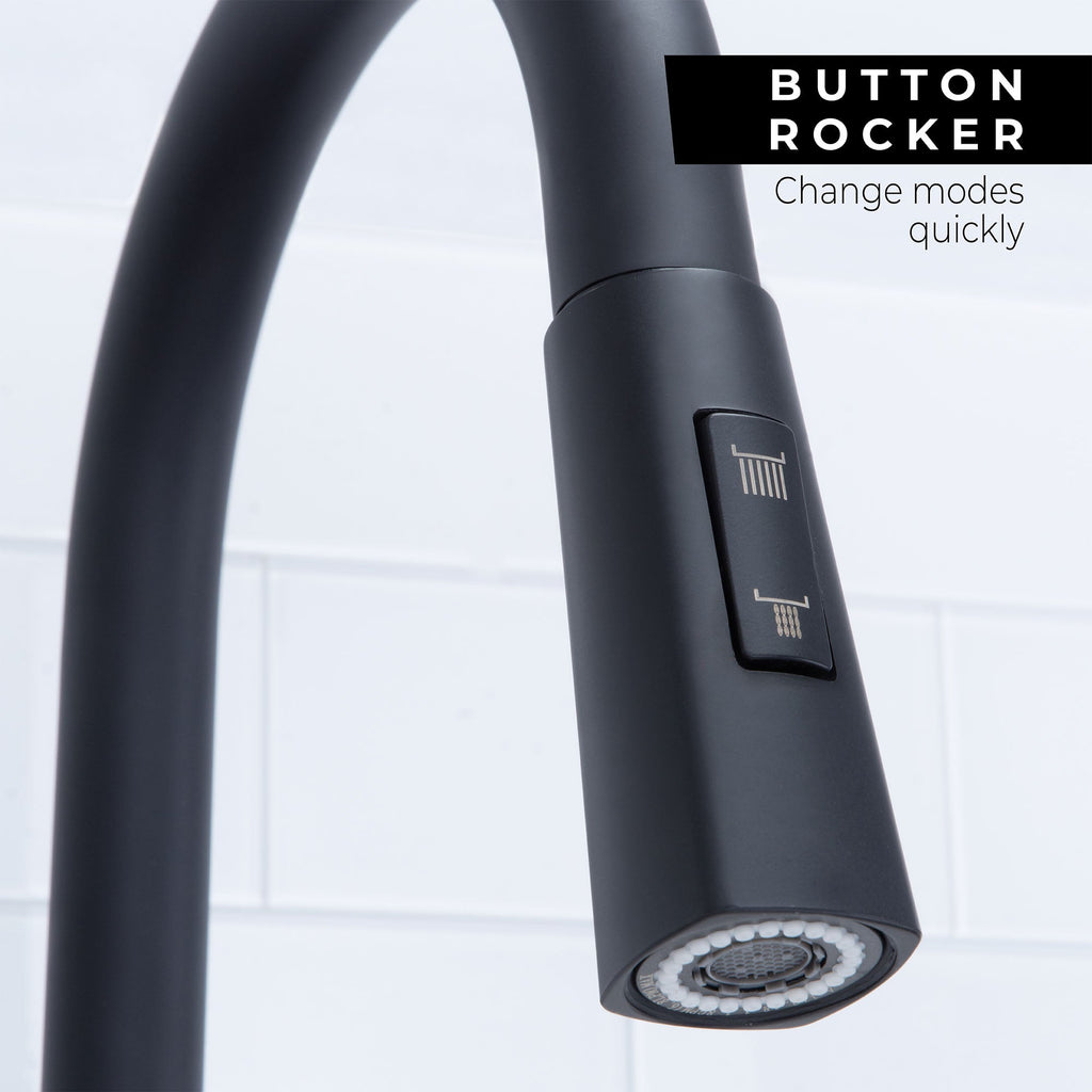 Tehila High-Arc Pull-Down Kitchen Faucet in Matte Black