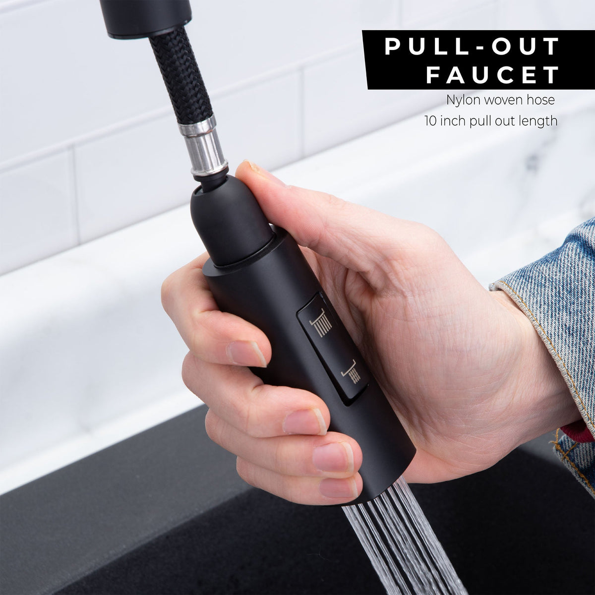 Tehila High-Arc Pull-Down Kitchen Faucet in Matte Black