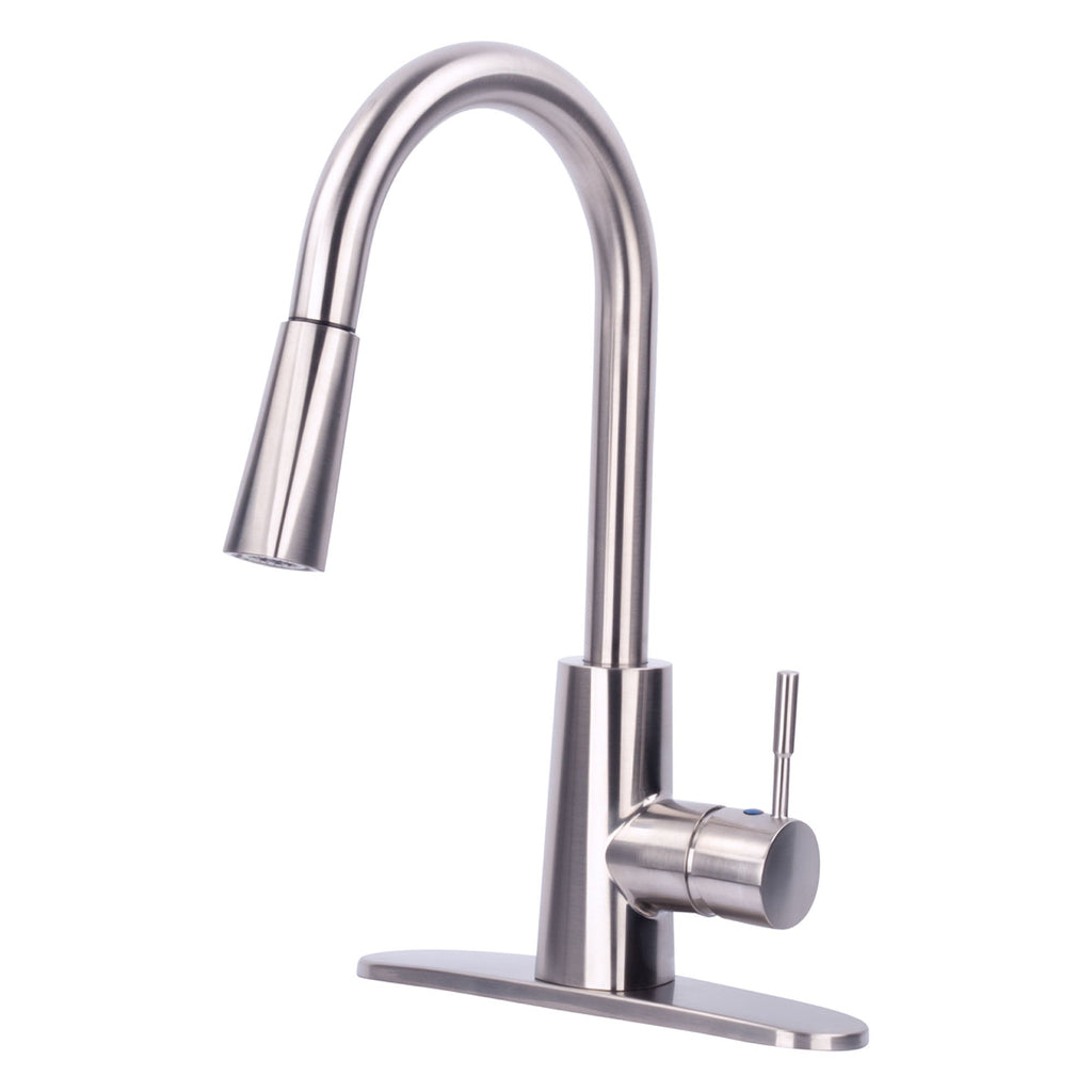 Tehila High-Arc Pull-Down Kitchen Faucet in Stainless Steel