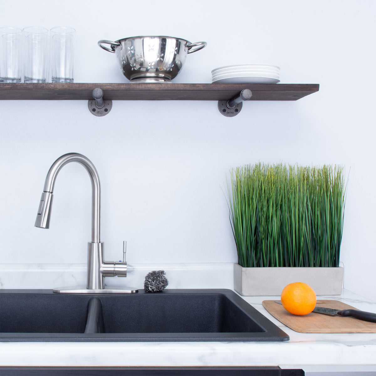 Tehila High-Arc Pull-Down Kitchen Faucet in Stainless Steel