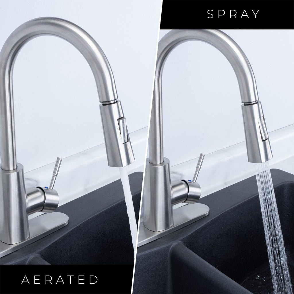 Tehila High-Arc Pull-Down Kitchen Faucet in Stainless Steel