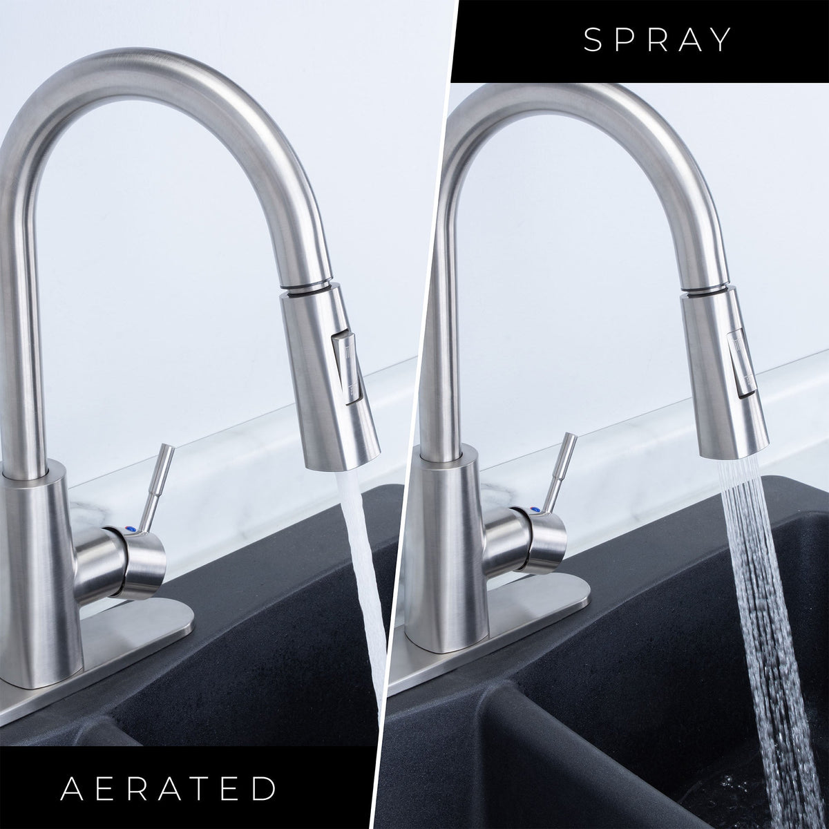 Tehila High-Arc Pull-Down Kitchen Faucet in Stainless Steel