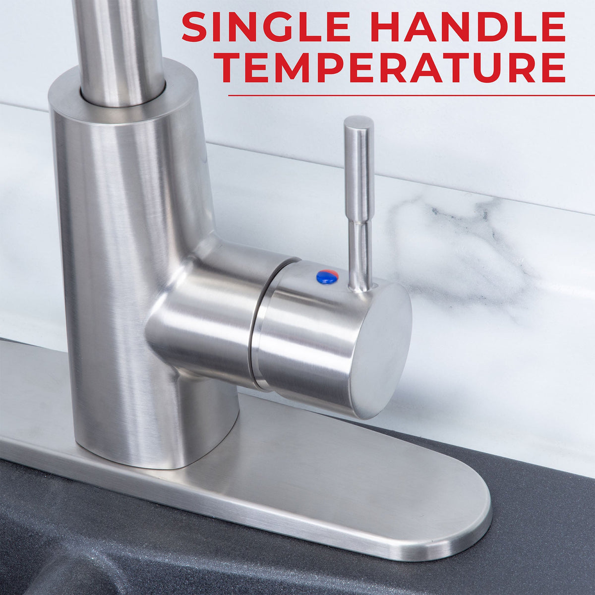 Tehila High-Arc Pull-Down Kitchen Faucet in Stainless Steel