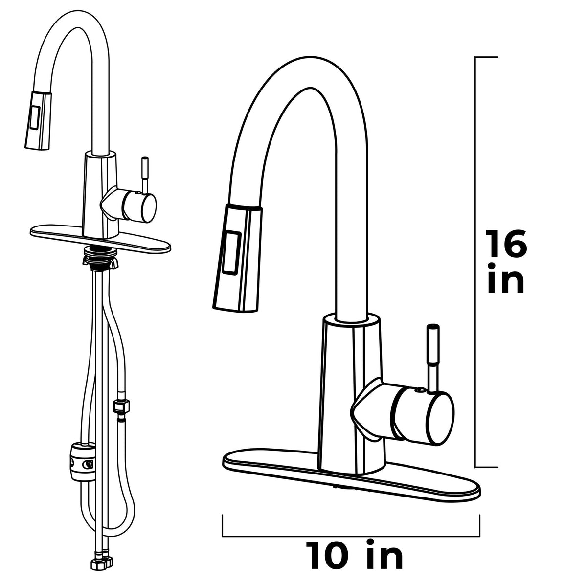 Tehila High-Arc Pull-Down Kitchen Faucet in Stainless Steel