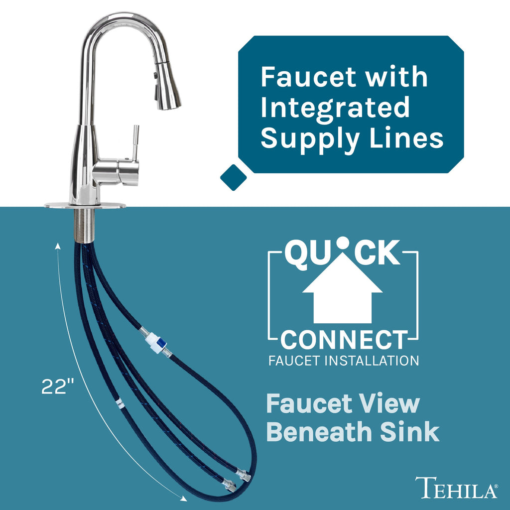 Low-Profile Pull-Down Faucet — Chrome Finish