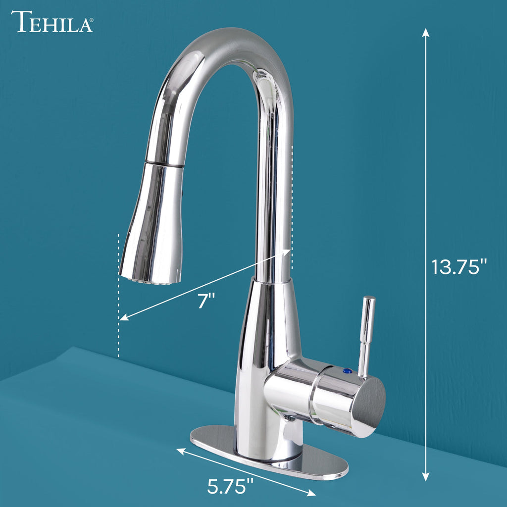 Low-Profile Pull-Down Faucet — Chrome Finish