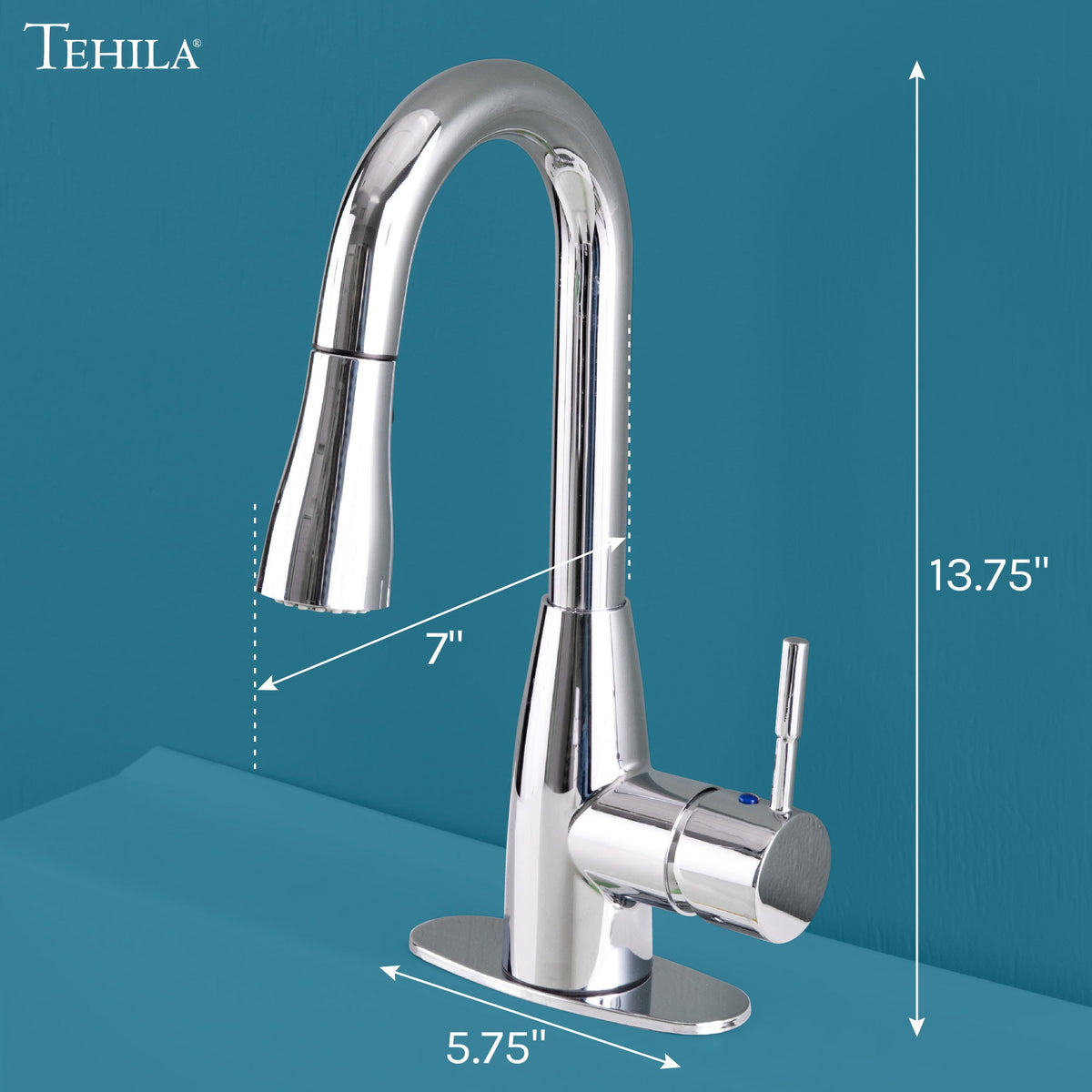 Low-Profile Pull-Down Faucet — Chrome Finish