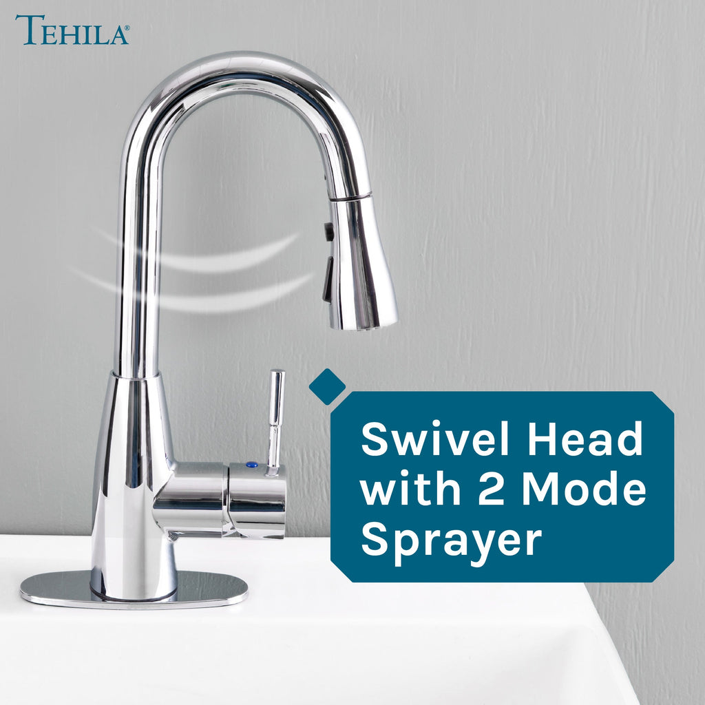 Low-Profile Pull-Down Faucet — Chrome Finish