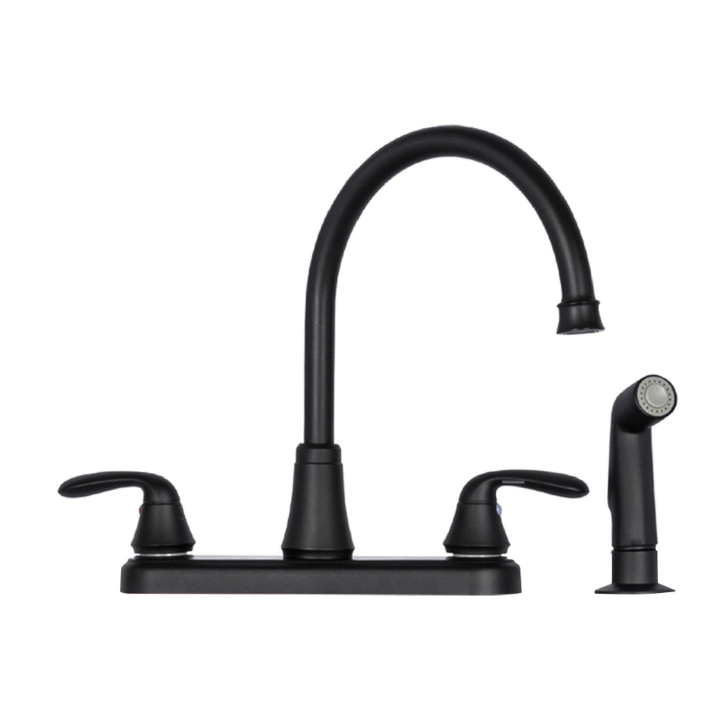 Wide-Set Gooseneck Faucet with Side Sprayer