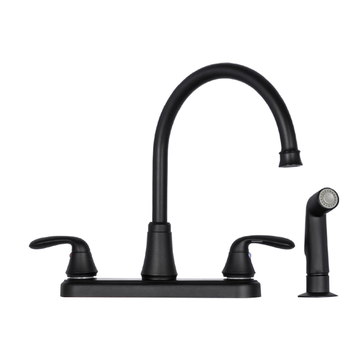 Wide-Set Gooseneck Faucet with Side Sprayer