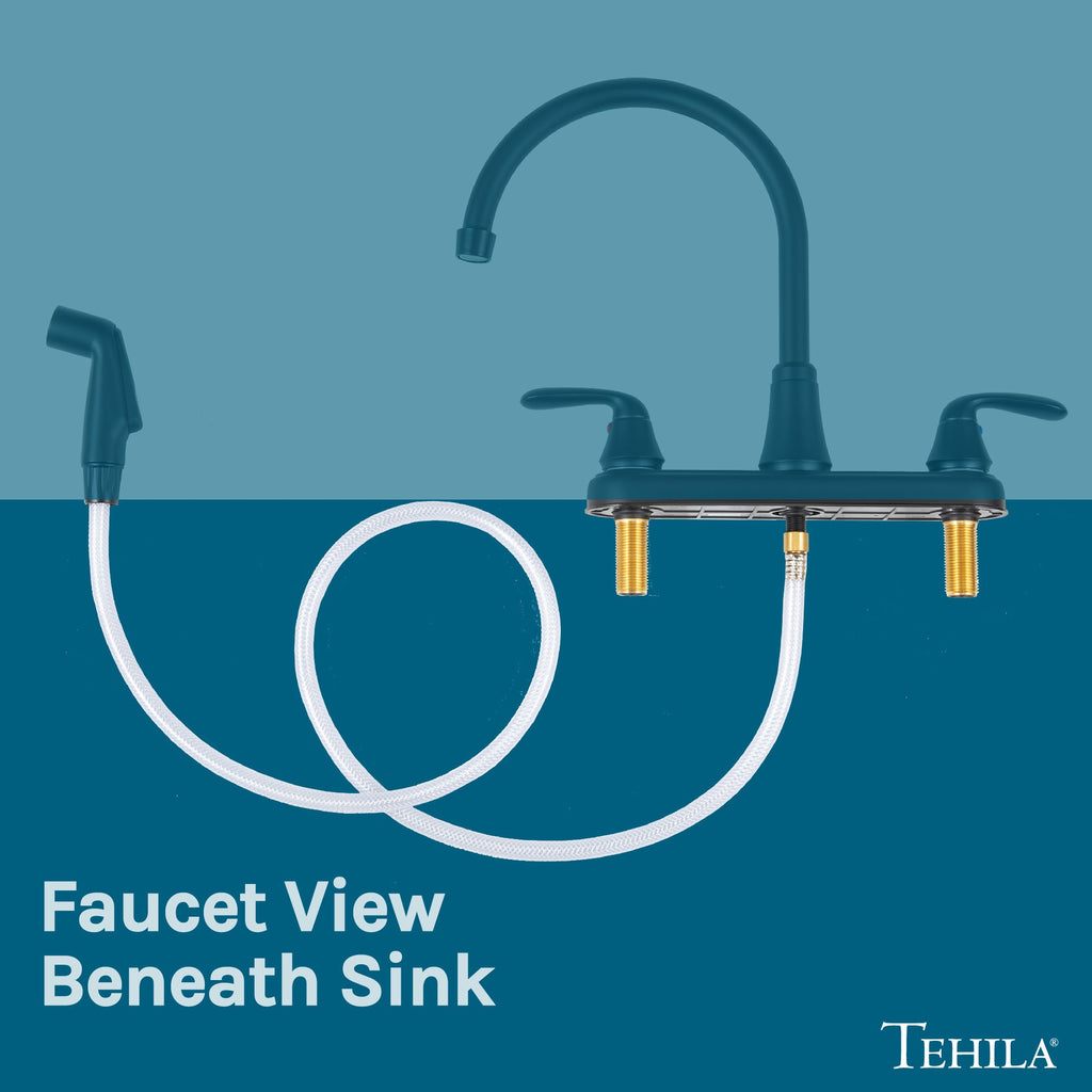 Wide-Set Gooseneck Faucet with Side Sprayer