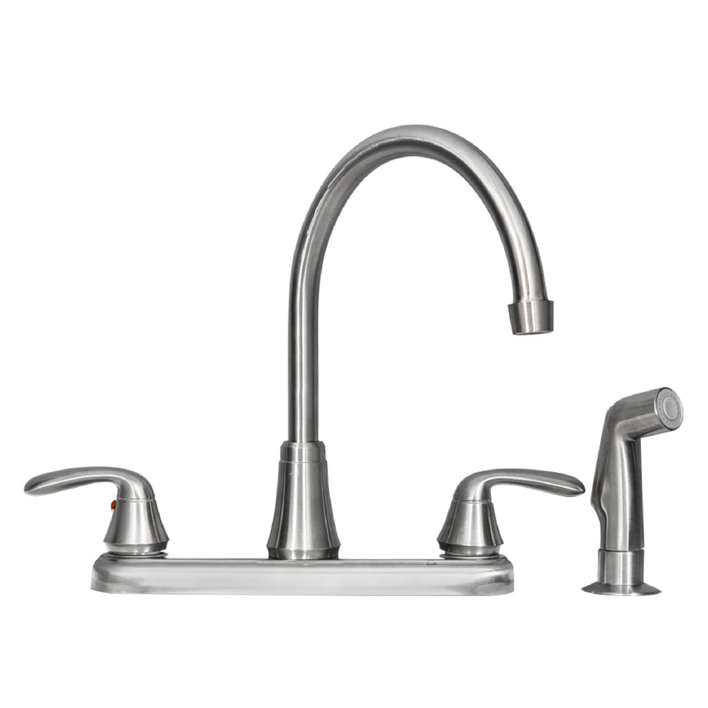 Wide-Set Gooseneck Faucet with Side Sprayer