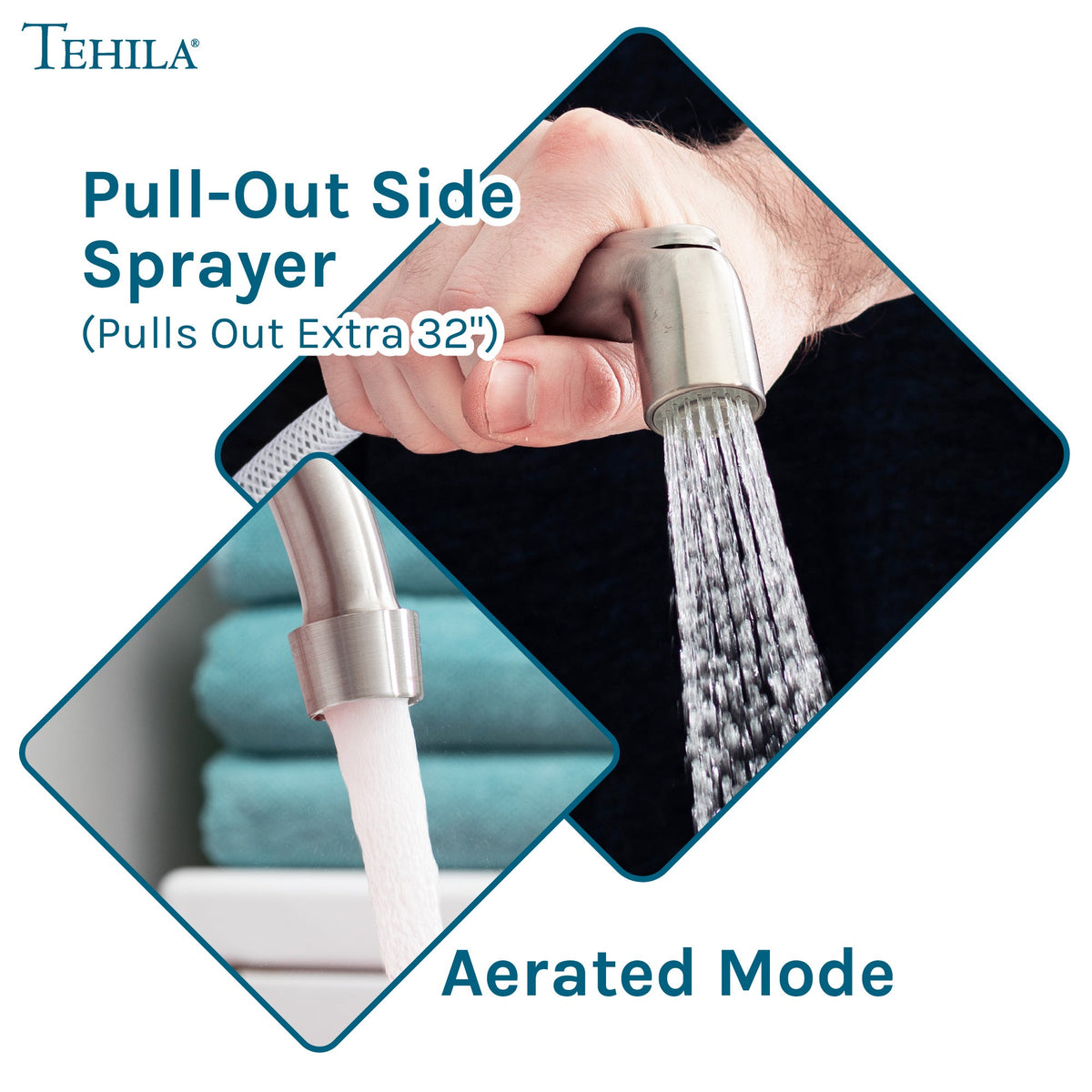 Wide-Set Gooseneck Faucet with Side Sprayer