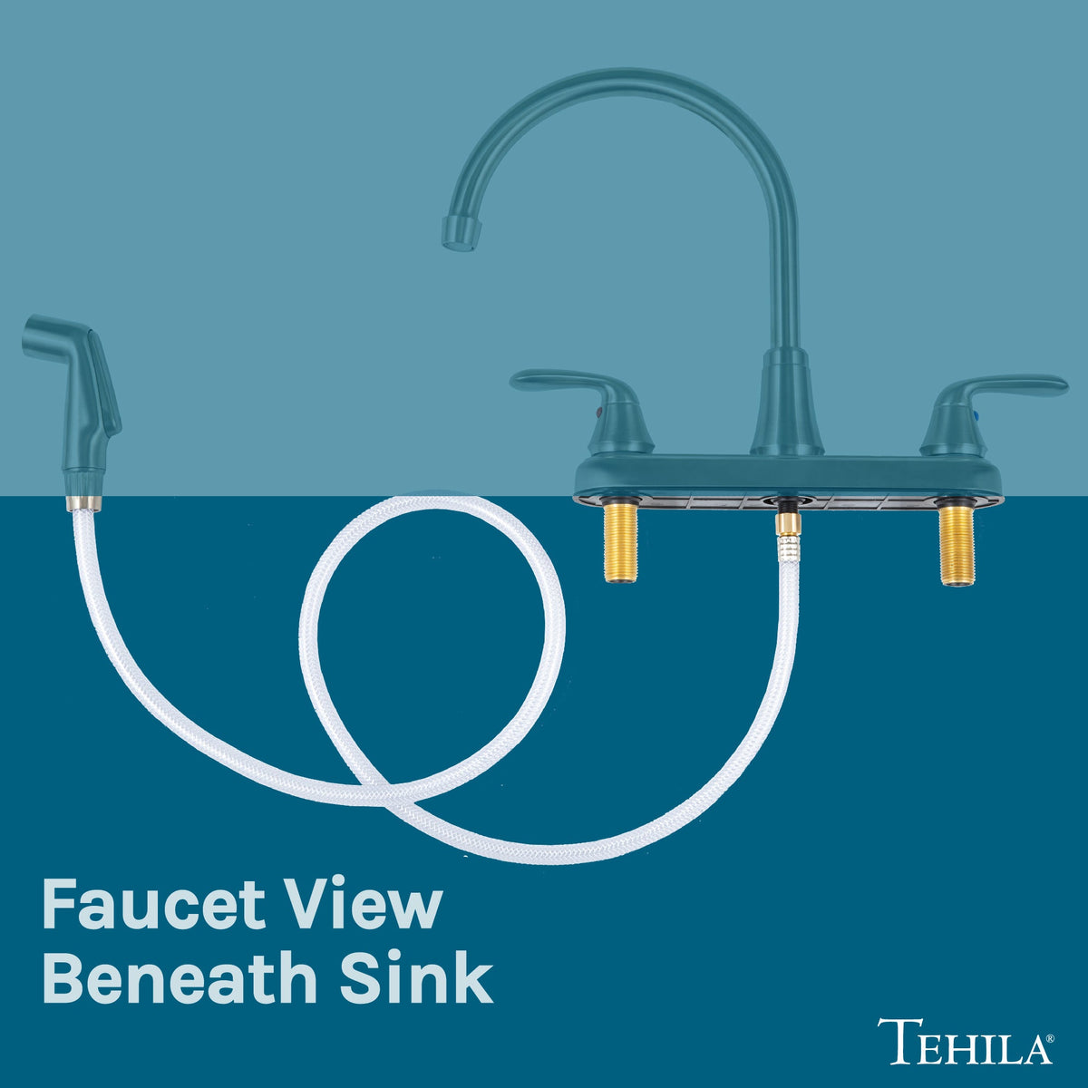 Wide-Set Gooseneck Faucet with Side Sprayer