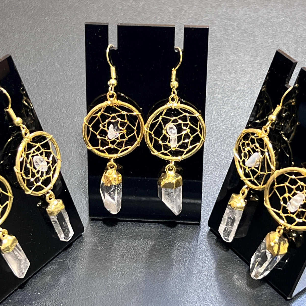 Quartz Crystal Dreamcatcher Earrings
