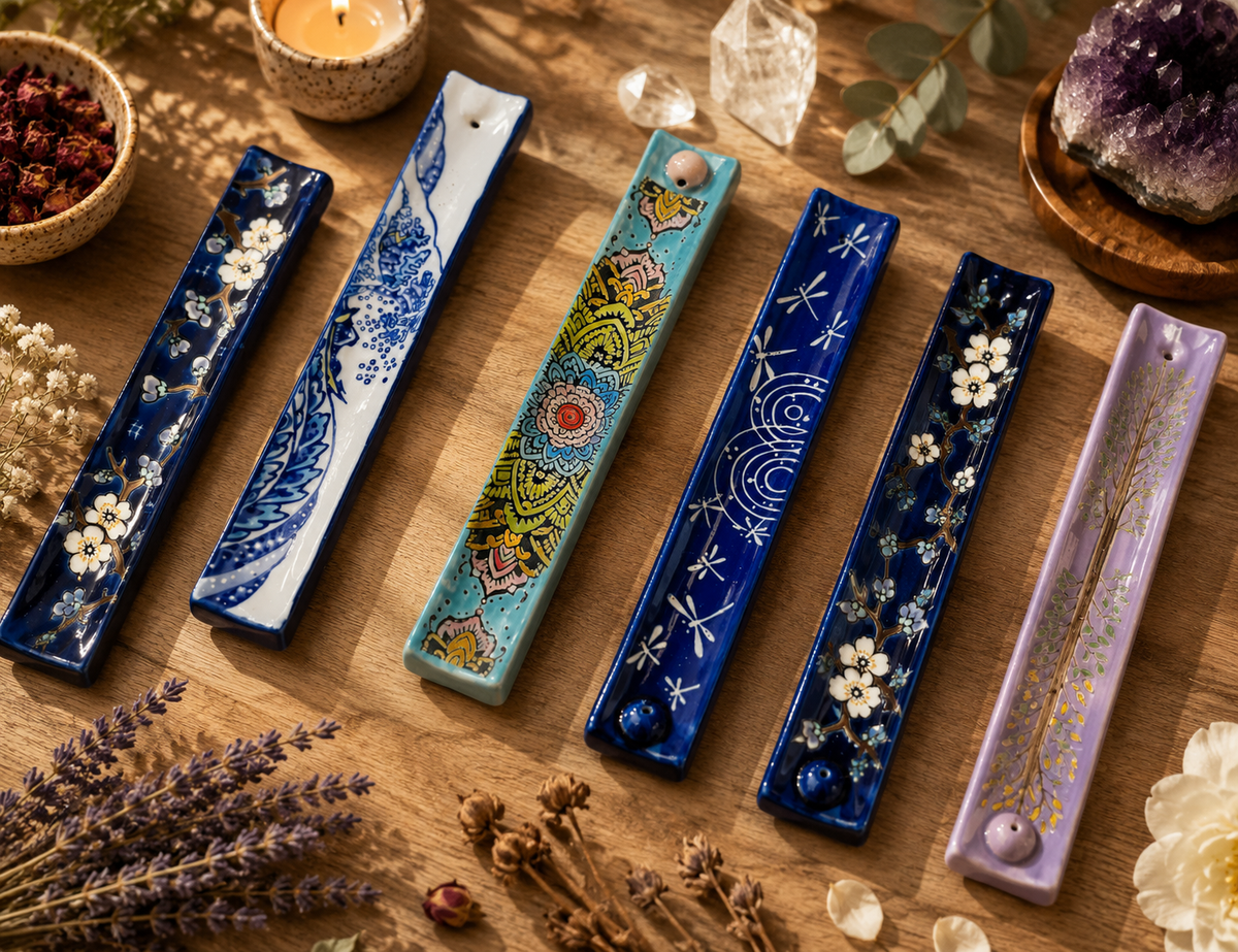 Handpainted Ceramic Incense Holder