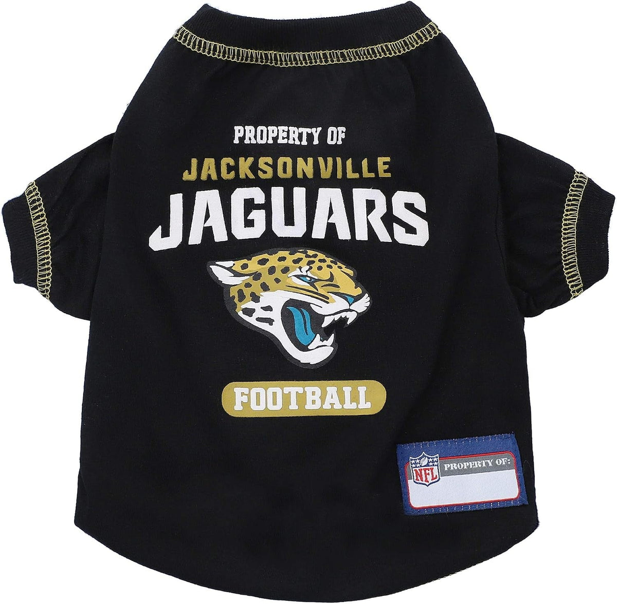 Black dog jersey with Jacksonville Jaguars logo and text on a white background