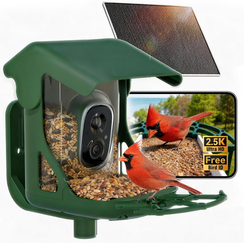 Solar-Powered Smart Bird Feeder with 2.5K HD WiFi Camera