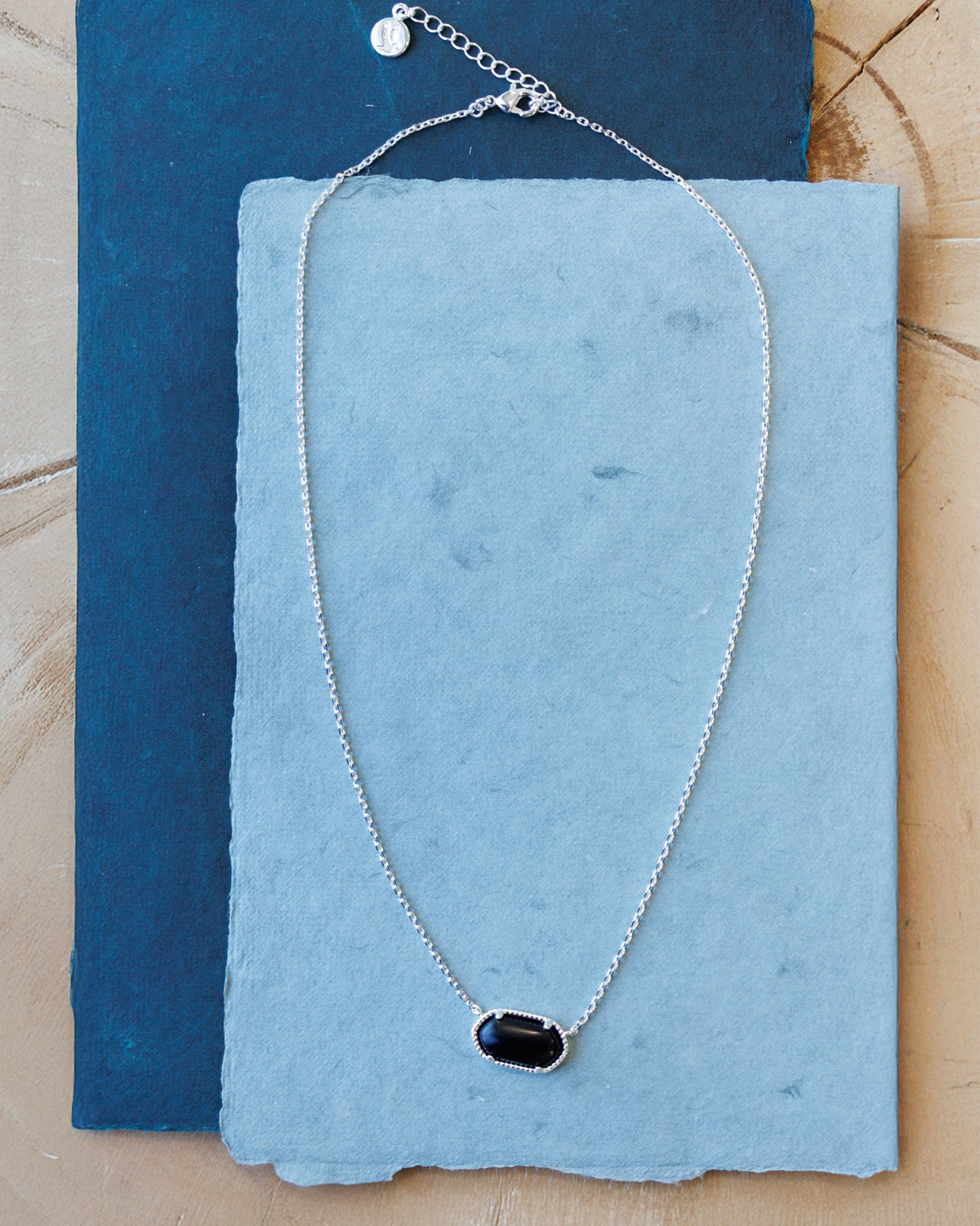 Silver Quartz Pendant Necklace — Black Quartz