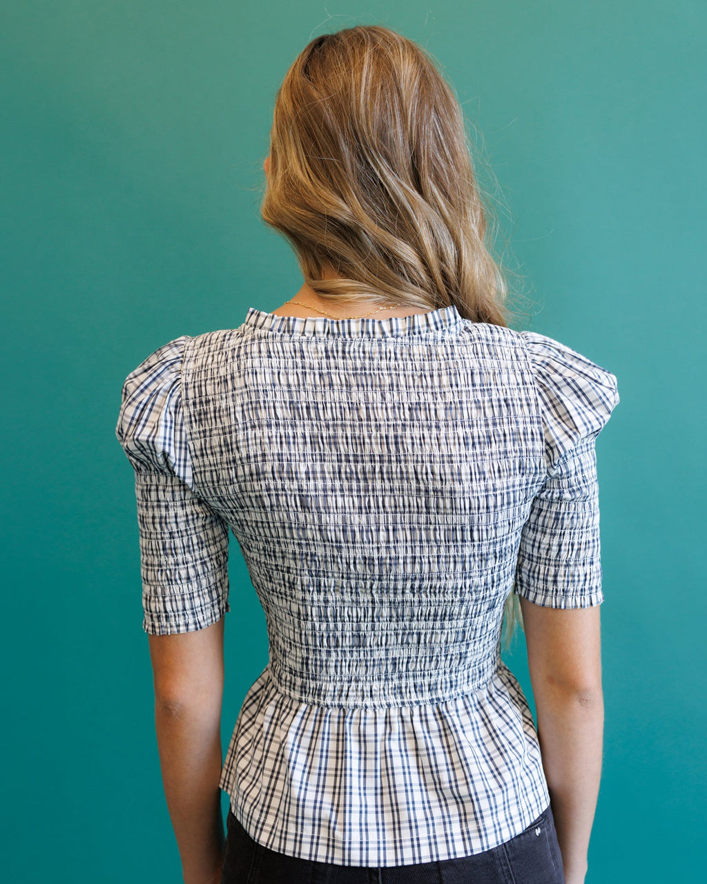 Oxford Top — Smocked Peplum Blouse