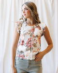 Good Call Cardigan — Floral Ruffle Sleeve Knit