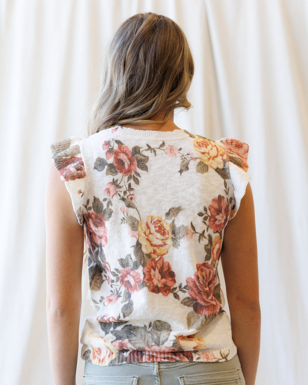 Good Call Cardigan — Floral Ruffle Sleeve Knit