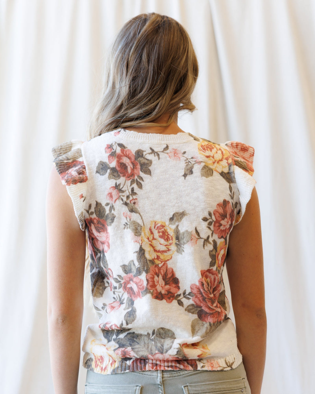Good Call Cardigan — Floral Ruffle Sleeve Knit