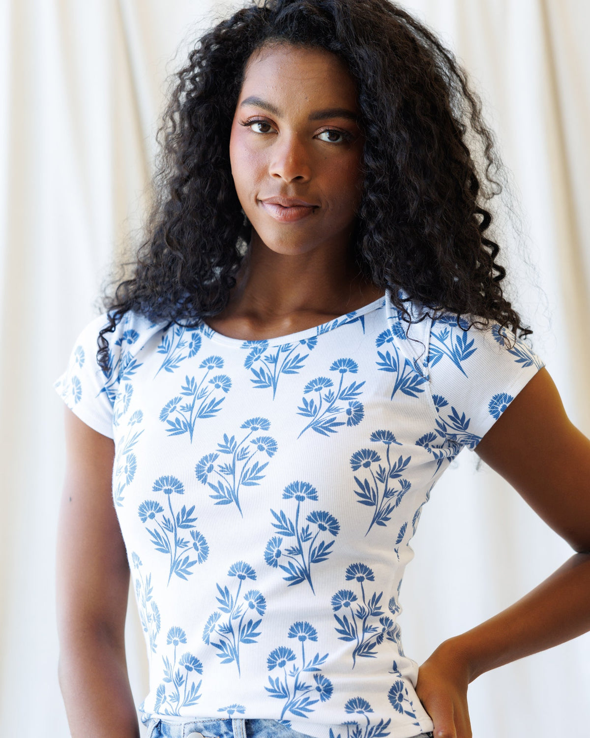 Artistic Tee — Block Print Floral