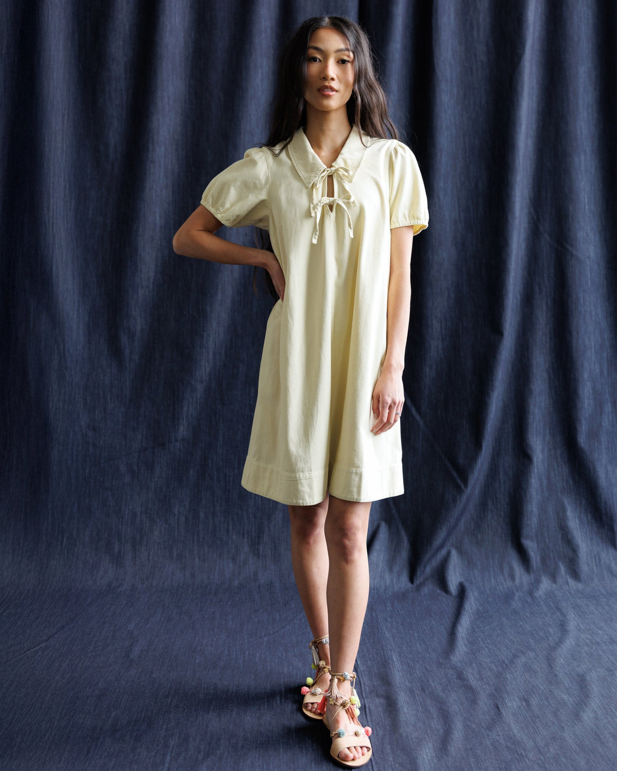 Demure Denim Dress — Transparent Yellow