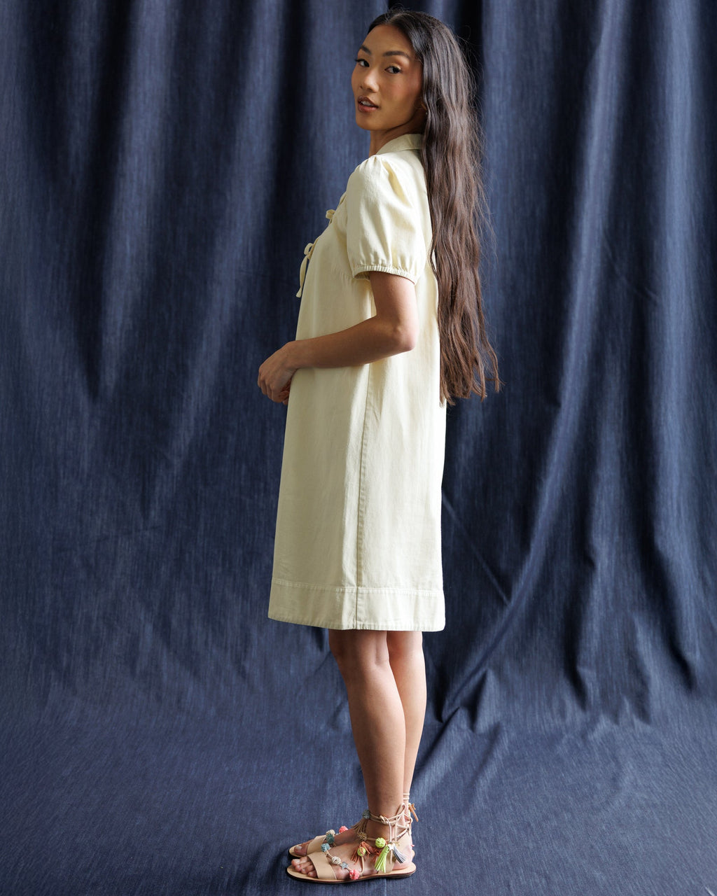 Demure Denim Dress — Transparent Yellow