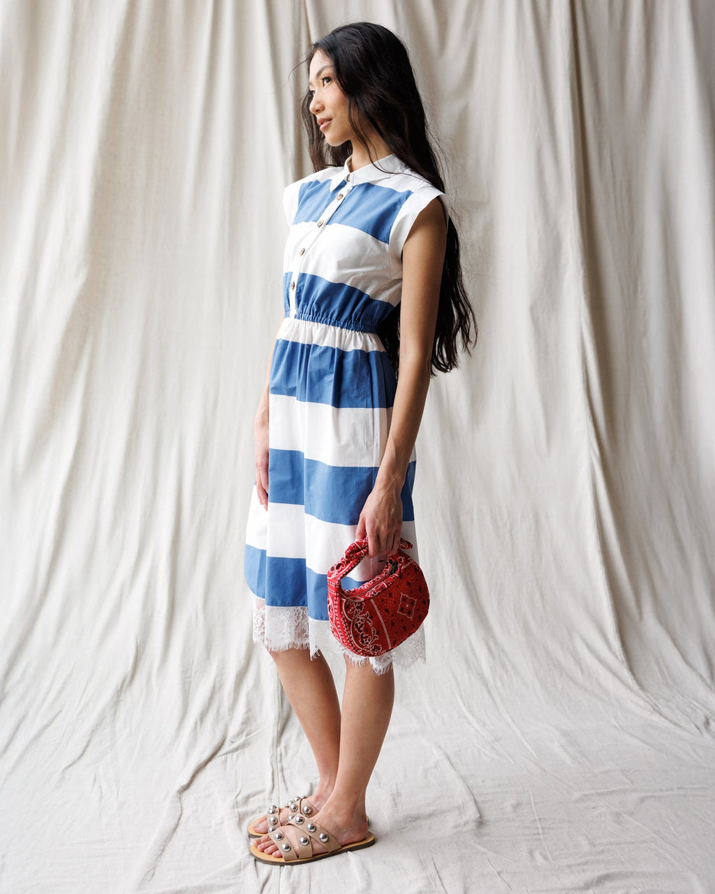 Hamptons Dress — Cobalt Wide Stripe