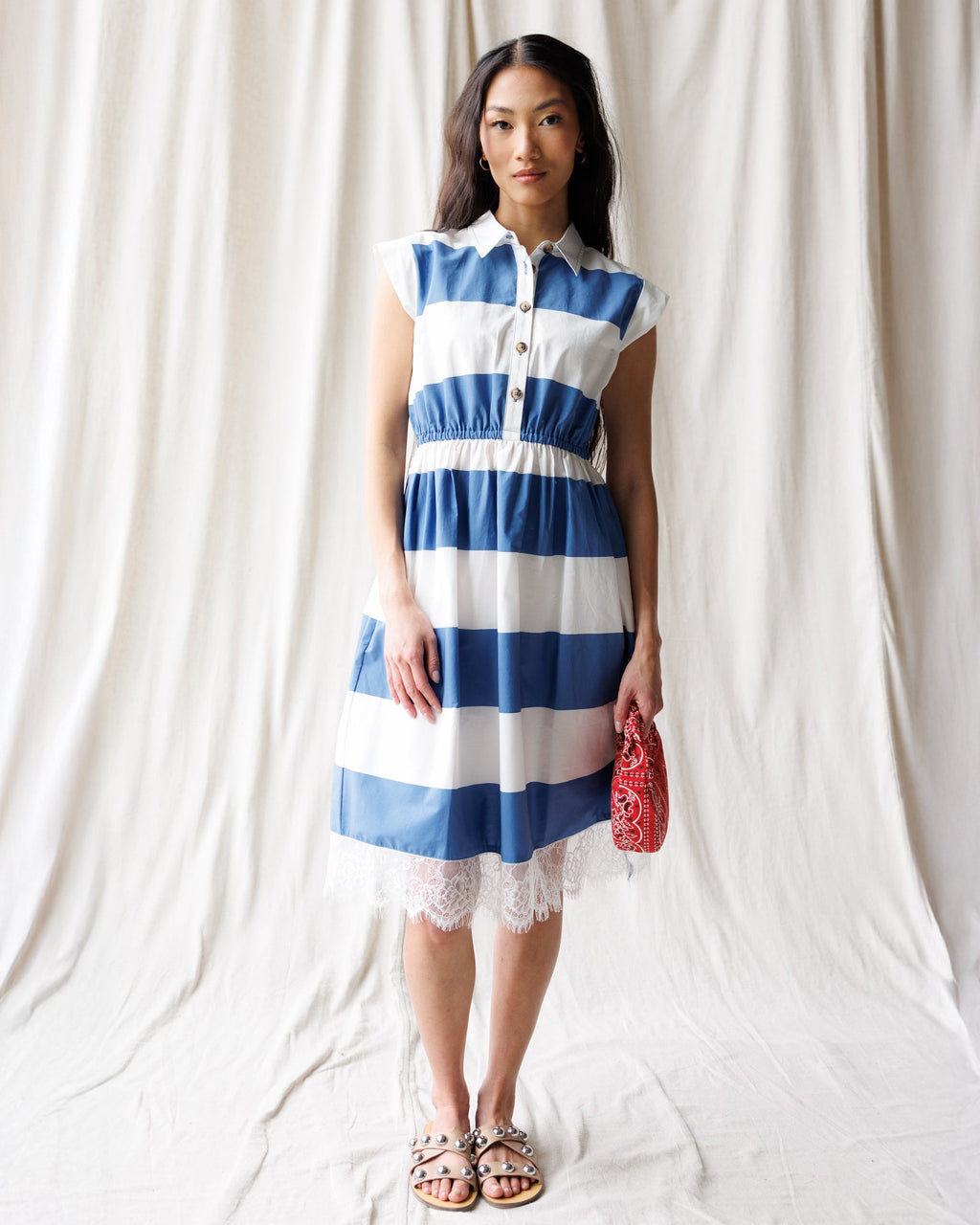 Hamptons Dress — Cobalt Wide Stripe