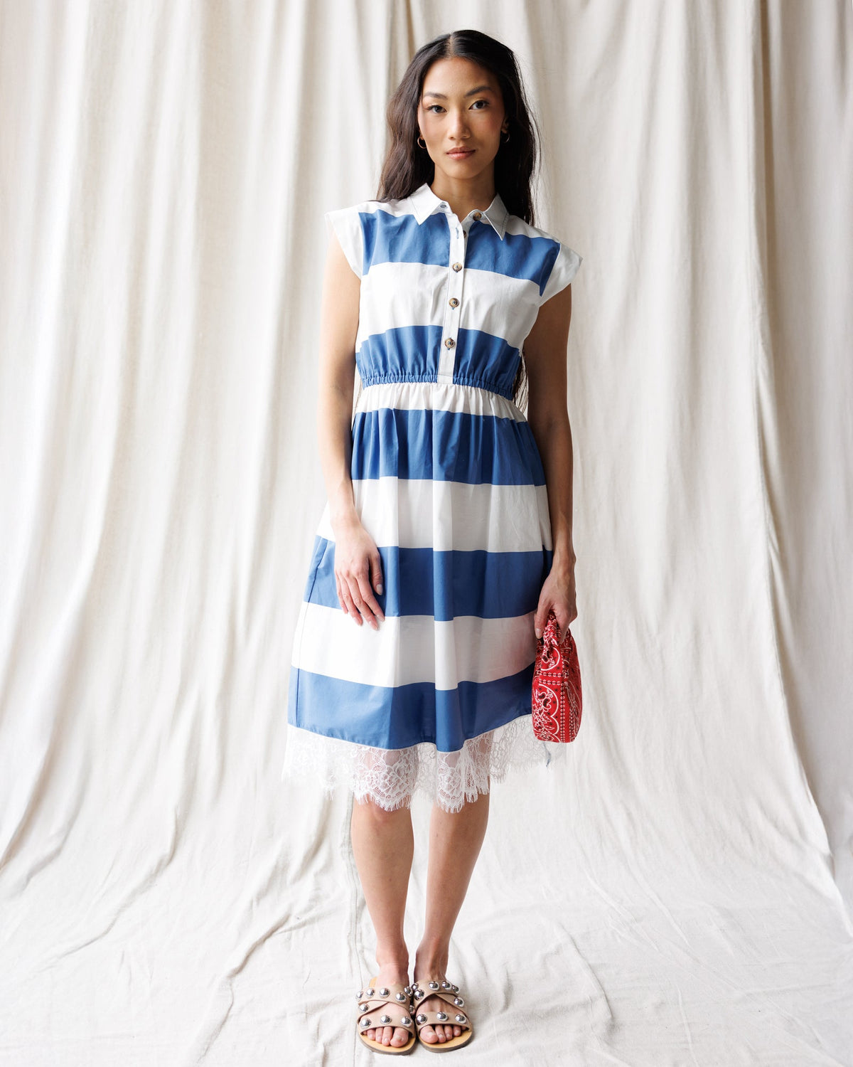 Hamptons Dress — Cobalt Wide Stripe