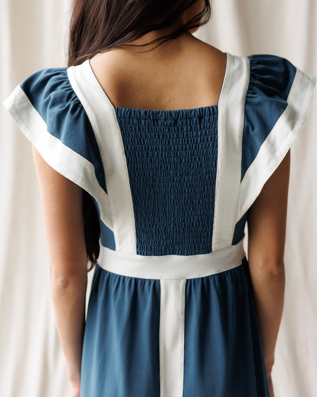 Block Party Dress — Trim Maxi with Flutter Sleeves