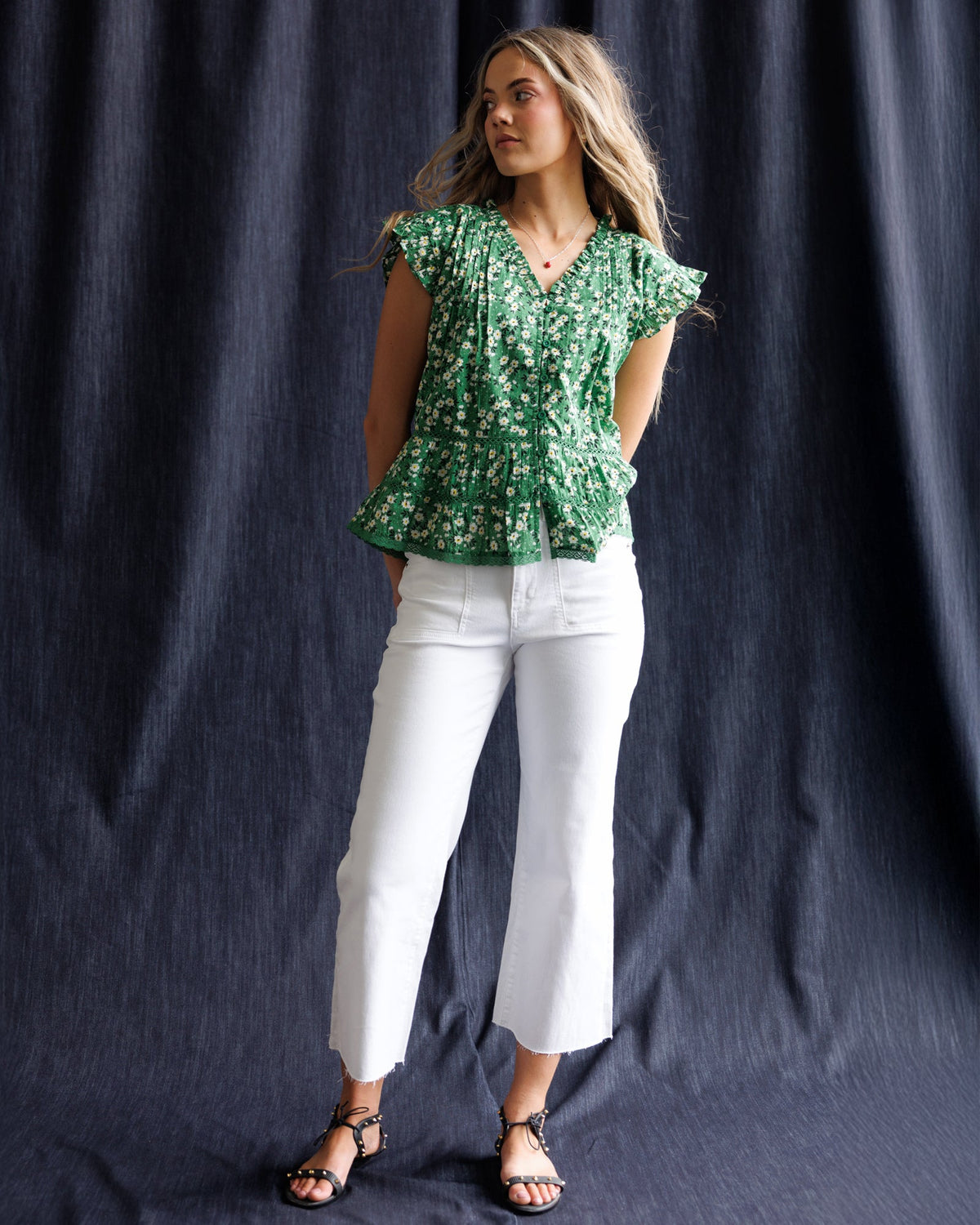 Glow Ahead Top — Grass Green Floral