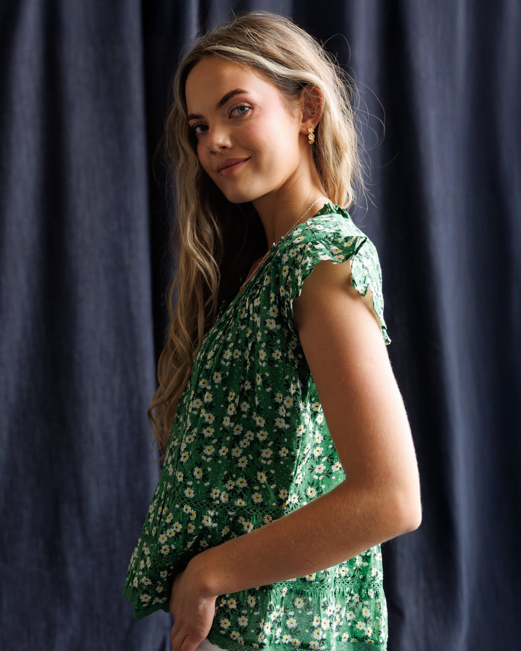Glow Ahead Top — Grass Green Floral