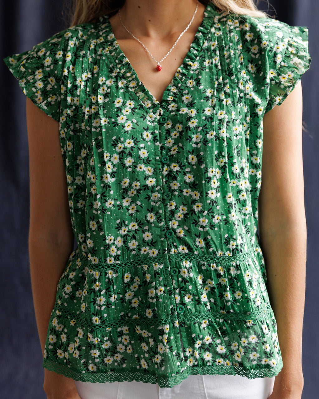 Glow Ahead Top — Grass Green Floral