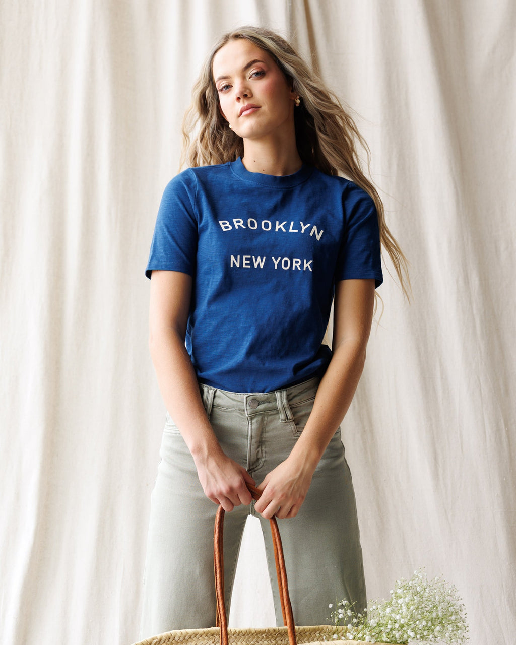 Brooklyn Tee — Navy Peony