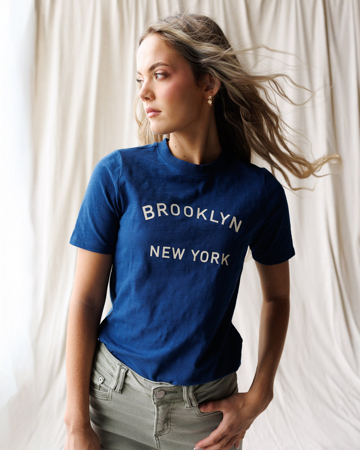 Brooklyn Tee — Navy Peony