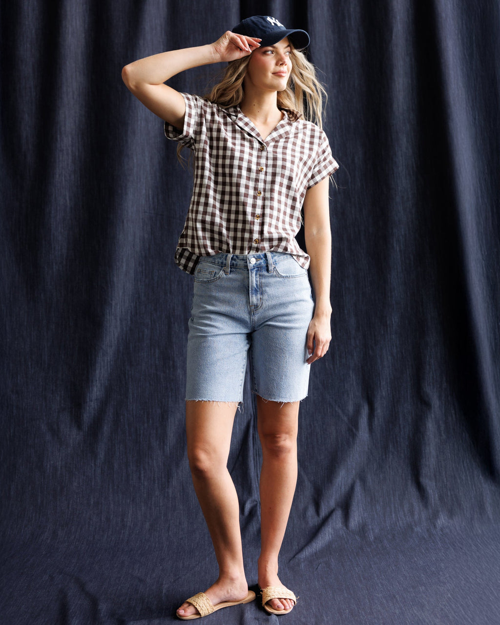 In Check Top - Camp Collar Gingham Button-Down
