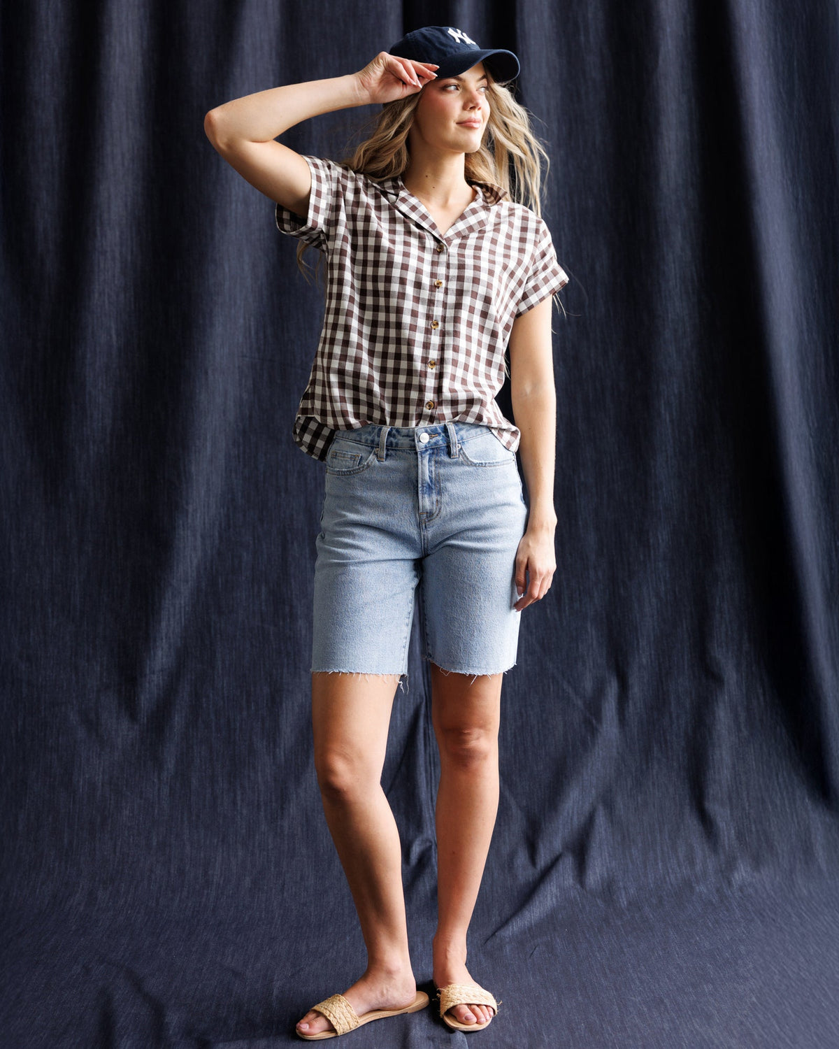 In Check Top - Camp Collar Gingham Button-Down