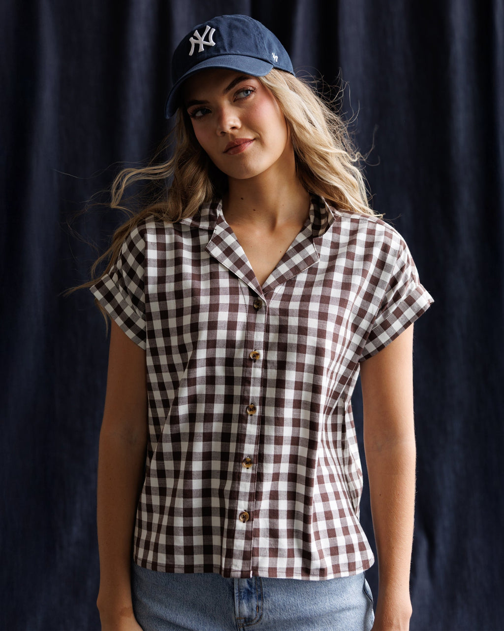 In Check Top - Camp Collar Gingham Button-Down