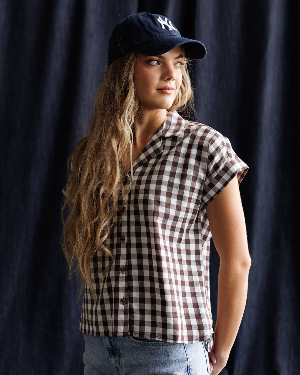 In Check Top - Camp Collar Gingham Button-Down