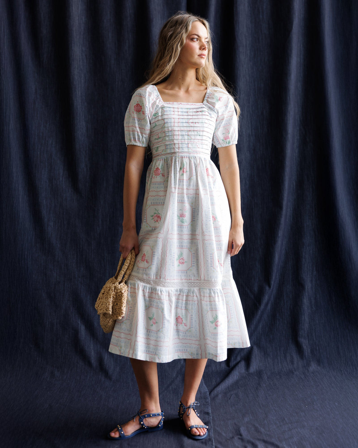 Cross Stitch Crochet Dress — Smocked Back Midi