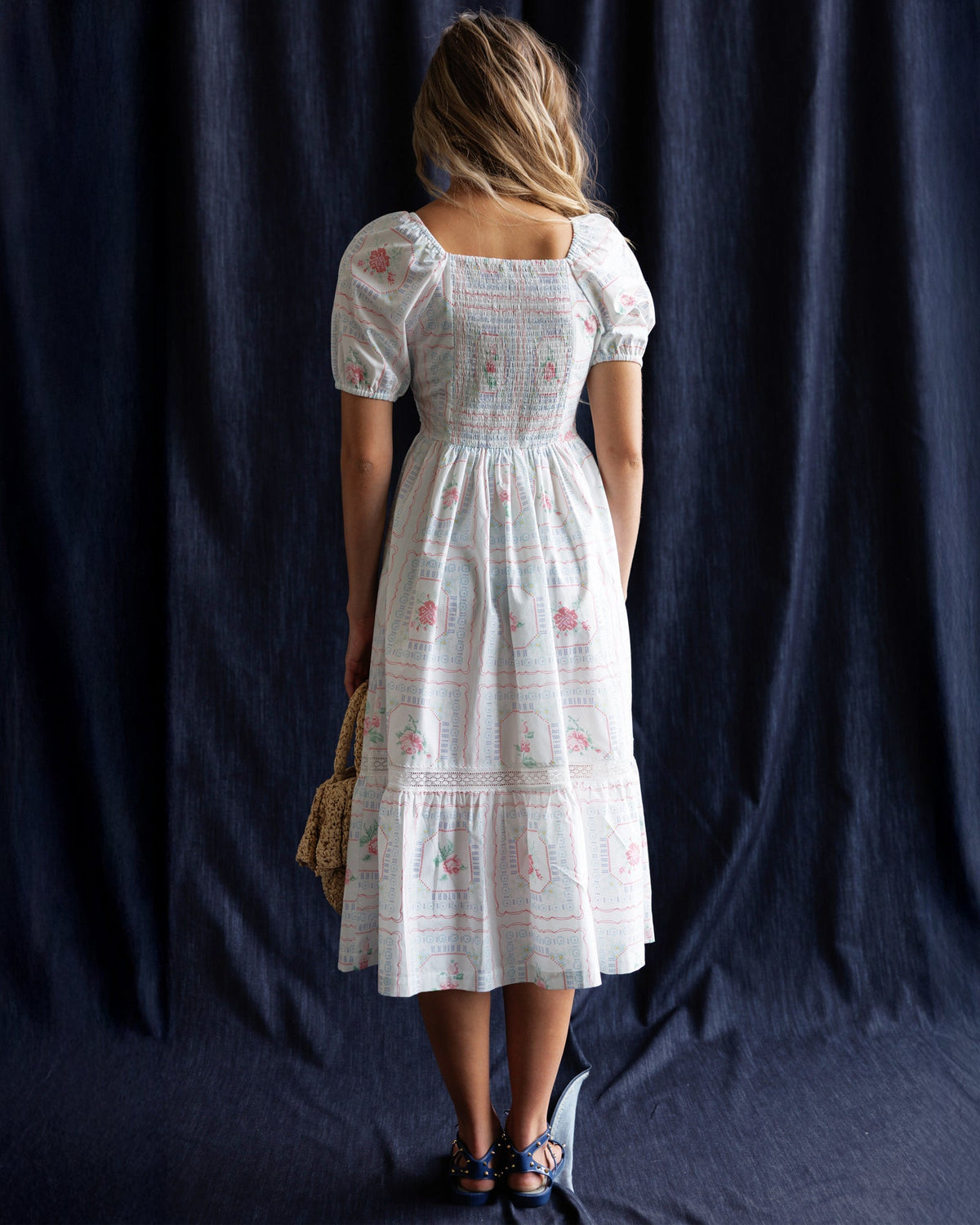 Cross Stitch Crochet Dress — Smocked Back Midi